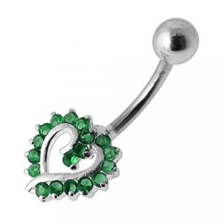 Stříbrný piercing do pupíku srdíčko