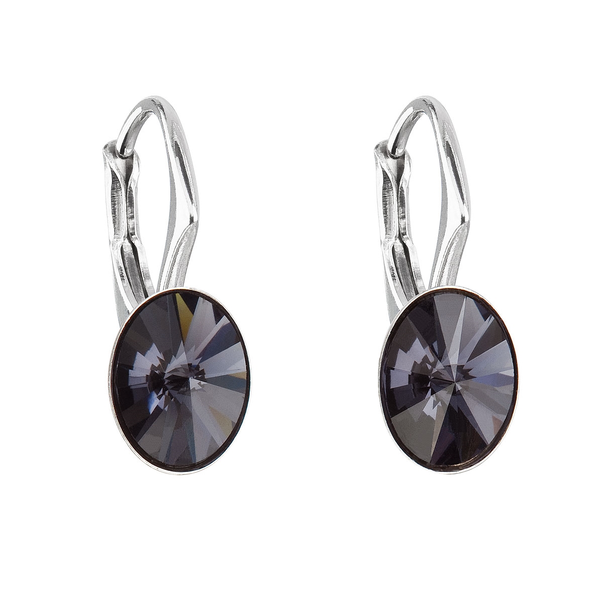 Stříbrné náušnice s krystaly Crystals from Swarovski® GRAPHITE
