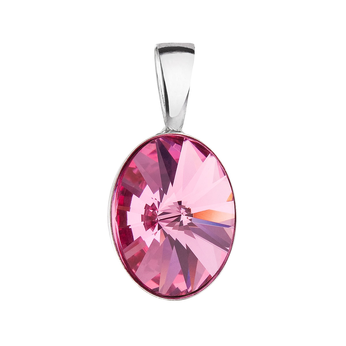 Stříbrný přívěšek ovál Crystals from Swarovski® ROSE