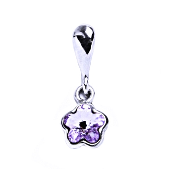 Stříbrný přívěšek kytička, Crystals from SWAROVSKI® Violet