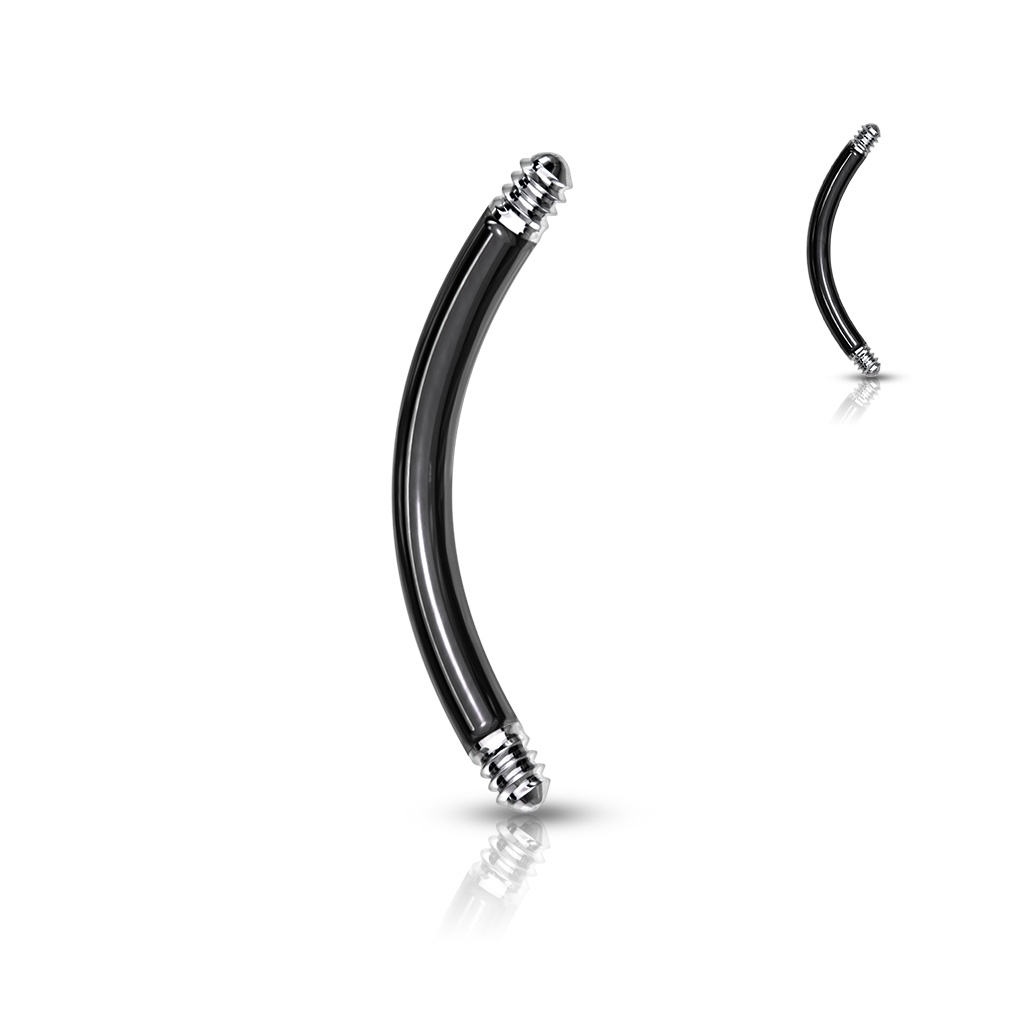 Piercing - zčerná náhradní tyčka zahnutá 1,2 x 8 mm