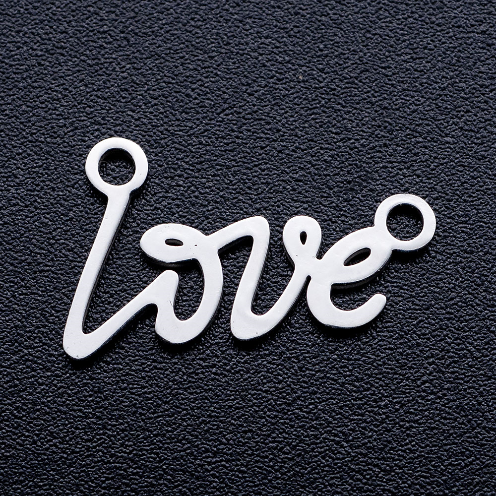 Ocelový přívěšek -  text LOVE