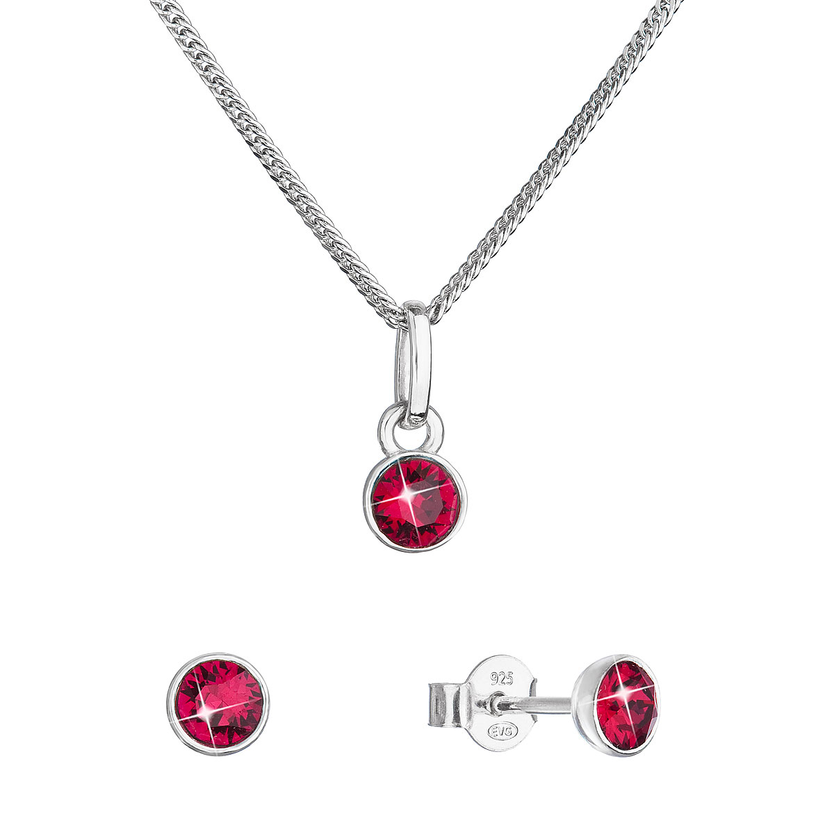 Sada šperků s krystaly Swarovski náušnice a náhrdelník, Ruby