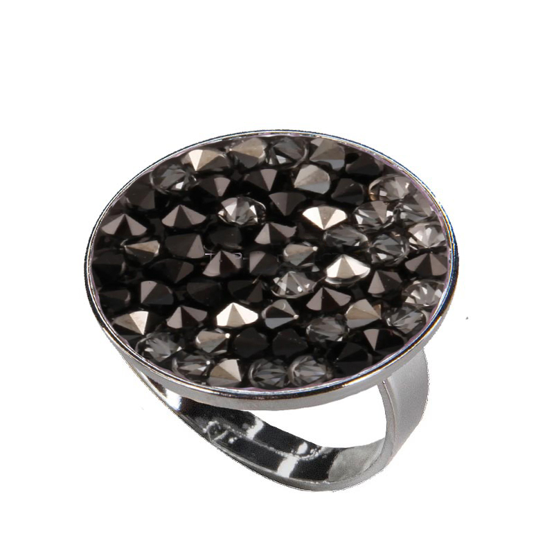 Prsten s krystaly Crystals from Swarovski® SILVER NIGHT JET