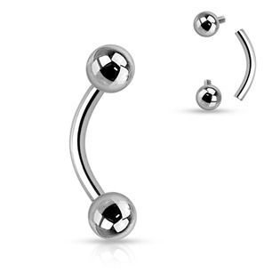 Piercing banánek TITAN, kuličky 4mm