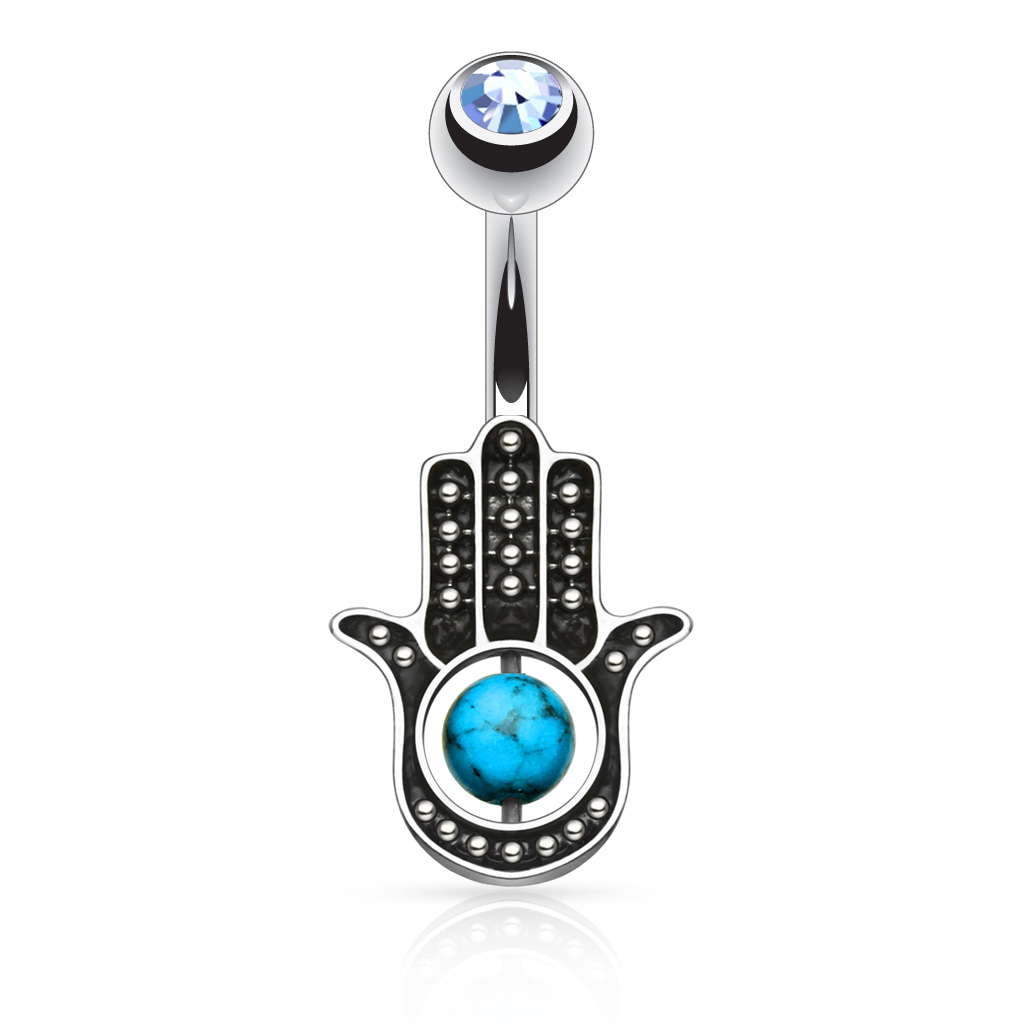 Piercing do pupíku hamsa